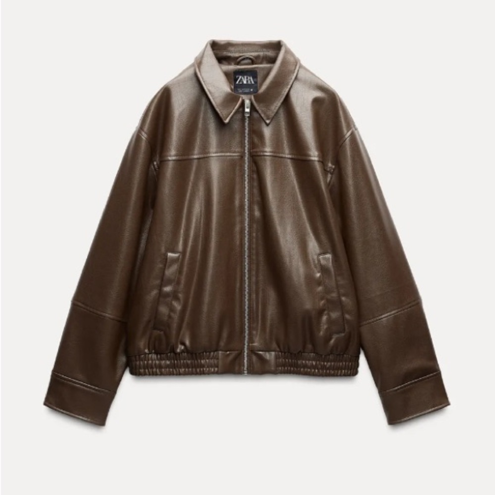 Zara Brown Leather Jacket for Men